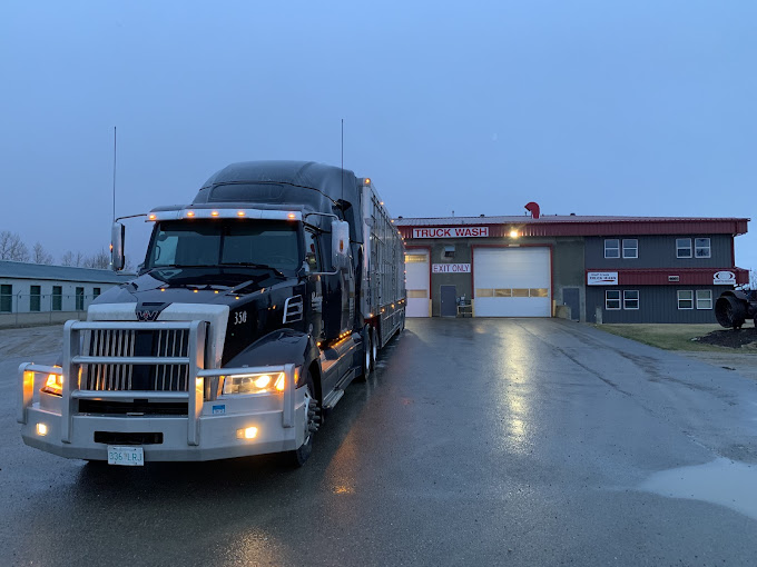 A Semi after being washed at night